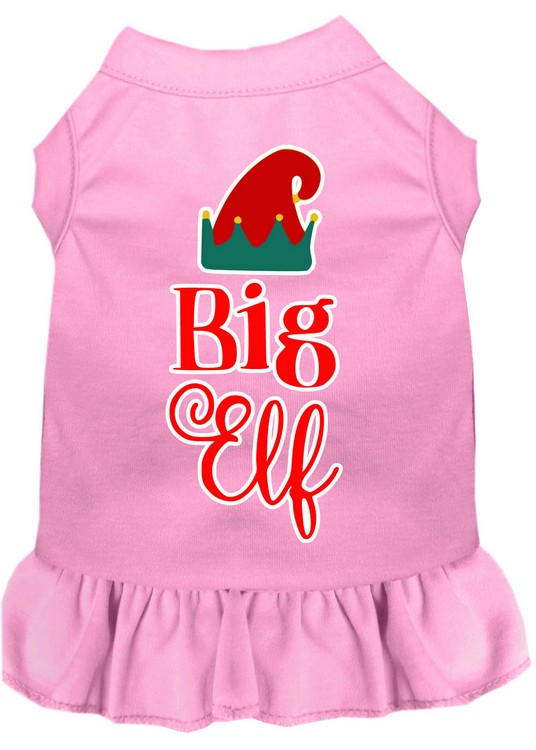 Big Elf Screen Print Dog Dress Light Pink XL